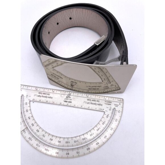 Michael Kors Genuine Leather Silver Buckle Belt Women\'s Size Large Purple main image 8
